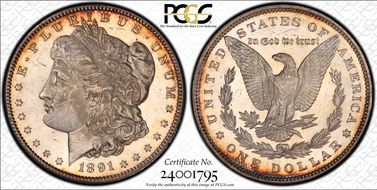 1891 $1 MS63PL