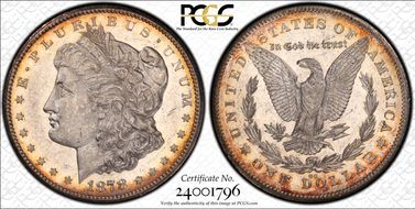 1878-CC $1 VAM 11, Lines in Wing AU55