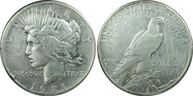 1921 $1 High Relief, Peace N1