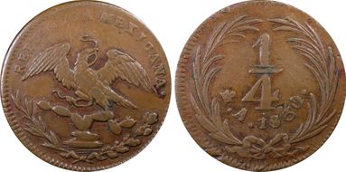 1830-Mo A 1/4 R Republica Mexicana XF40BN