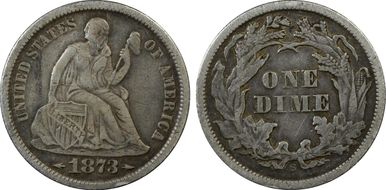 1873-S 10C Arrows VF35