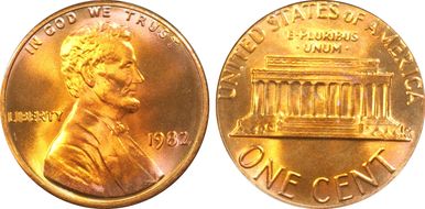 1982 1C Zinc Large Date MS68RD