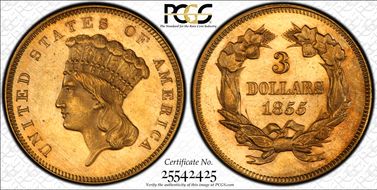 1855 $3 MS63