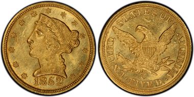1852-C $5 MS63+