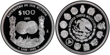 1991-Mo 100 P Encounter of Two Worlds Discovery of America PR68DCAM
