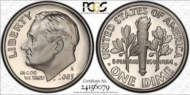 2003-S 10C Silver PR70DCAM