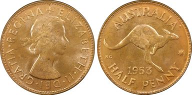 1953 A. (p) 1/2D MS64RD