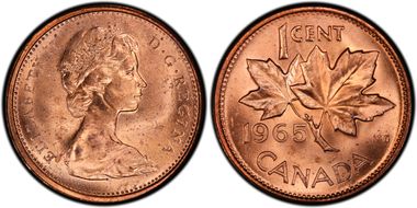 1965 1C Type 1, Sm Beads, Pt 5 MS64RD