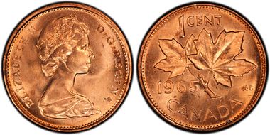 1965 1C Type 3, Lg Beads, Bl 5 MS65RD