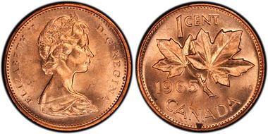 1965 1C Type 2, Sm Beads, Bl 5 MS65RD