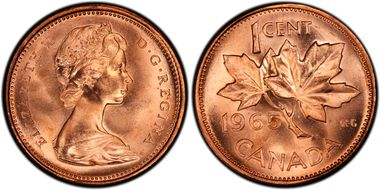 1965 1C Type 3, Lg Beads, Bl 5 MS65RD