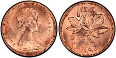 1965 1C Type 4, Lg Beads, Pt 5 MS65RD