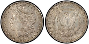 1891-O $1 VAM 1B Pitted Reverse AU55