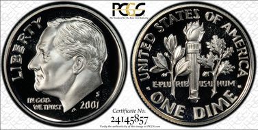 2001-S 10C Silver PR70DCAM