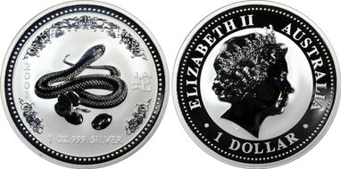 2001 $1 Year of the Snake Ag MS69