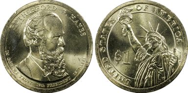 2011-P $1 Dbld Edge Let., Overlap Hayes, Position A MS66