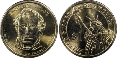 2009-P $1 Dbld Edge Let., Overlap Zachary Taylor, Pos A MS65