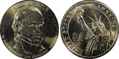 2009-P $1 Weak Edge Lettering James K. Polk, Pos. B MS67