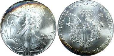 1986 $1 Silver Eagle MS68