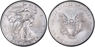 2011-W $1 Burnished Silver Eagle 25th Anniversary Set SP69