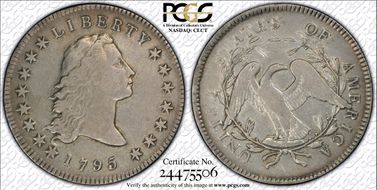 1795 $1 Flowing Hair, 2 Leaves VF30