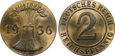 1936-E 2 Rcpfg J-314 MS64RB