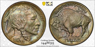 1913-D 5C FS-401, 2 Feathers MS63