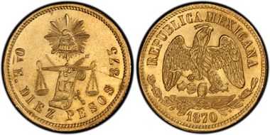 1870-Oa E 10 Peso MS63