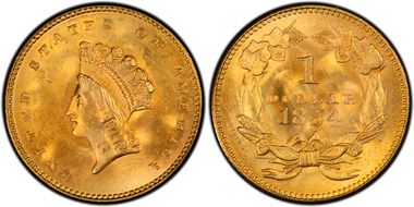 1854 G$1 Type 2 MS66