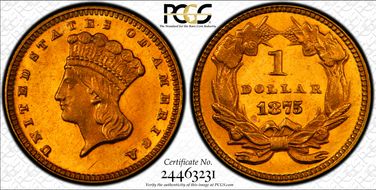 1875 G$1 MS66