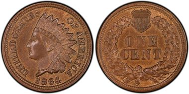 1864 1C Bronze MS65BN