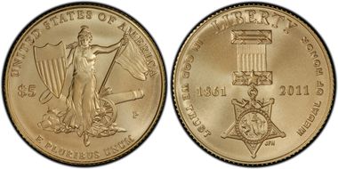 2011-P $5 Medal of Honor MS70