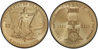 2011-P $5 Medal of Honor MS70