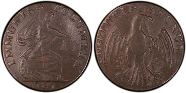 1787 1/2P Immunis Columbia Eagle Reverse, Plain Edge XF45BN