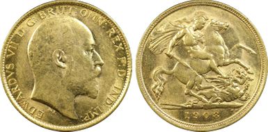 1908-M 1/2 Sov S-3975 AU58