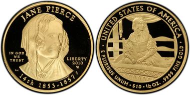 2010-W $10 Jane Pierce PR69DCAM