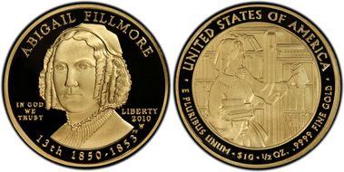 2010-W $10 Abigail Fillmore PR70DCAM