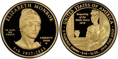 2008-W $10 Elizabeth Monroe PR69DCAM