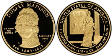2007-W $10 Dolley Madison PR69DCAM