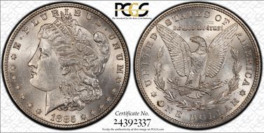 1885 $1 VAM 1A Pitted Reverse MS62