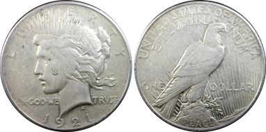 1921 $1 High Relief, Peace XF40