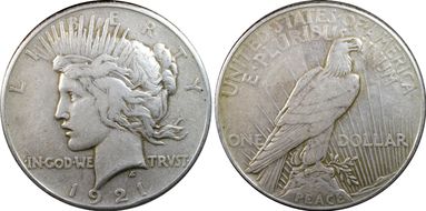 1921 $1 High Relief, Peace XF40