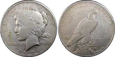 1921 $1 High Relief, Peace VF20