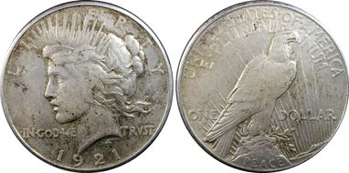 1921 $1 High Relief, Peace XF40