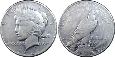 1921 $1 High Relief, Peace N1