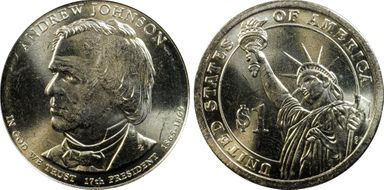 2011-P $1 Partial Edge Lettering Johnson, Position A MS65