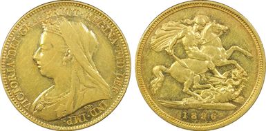 1896-M 1/2 Sov S-3879 AU50
