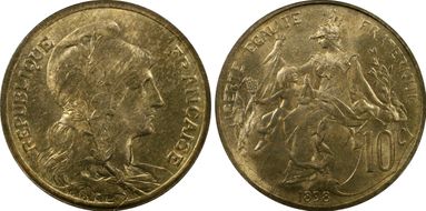 1898 10C Gad-277 F-136 MS64+ RD