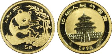 1994(上) 5 Yn Panda Au Large Date PAN-215A MS70
