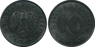 1945-E 10 Pfg J-371 MS65